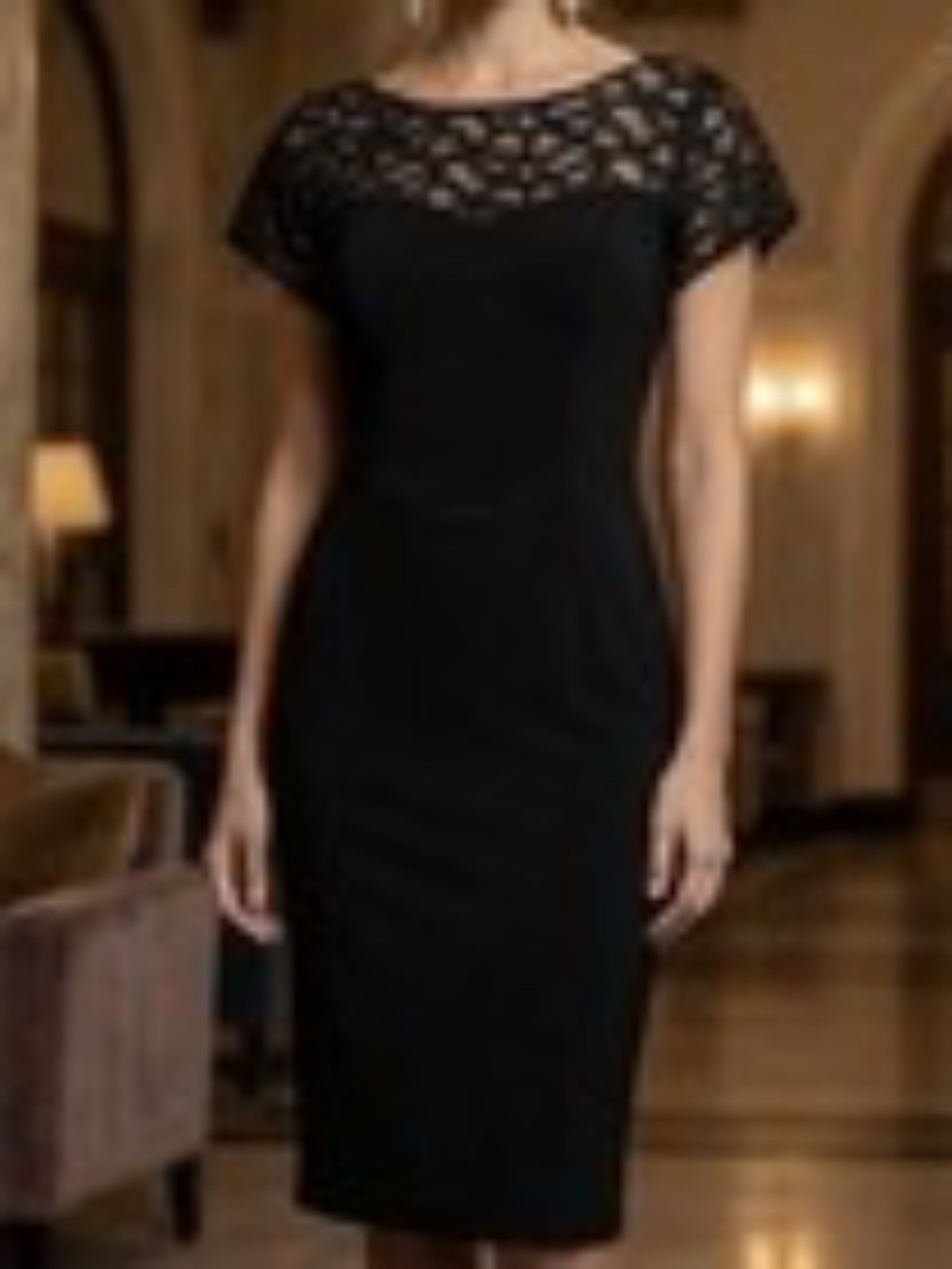 DB Established 1962 Women's Lace Detail Pencil Dress Black Size 4